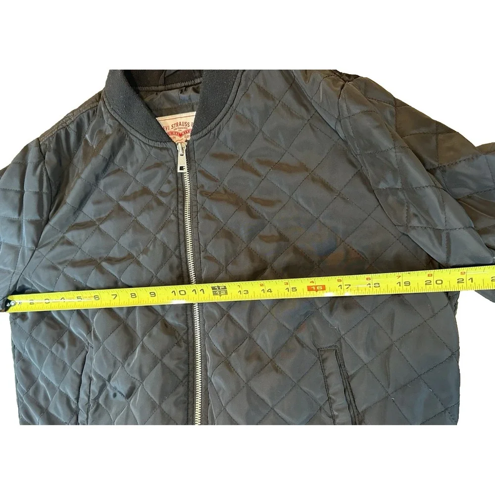 Levi's Mens Diamond Quilted Black Full Zip Bomber Jacket Size M